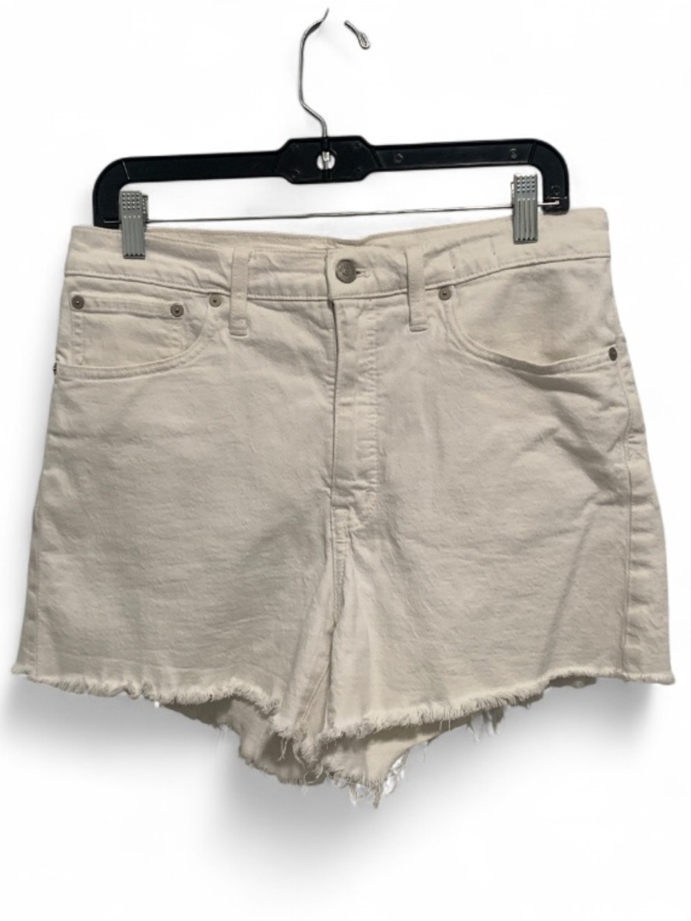 Madewell White Frayed Hems High Rise Denim Shorts